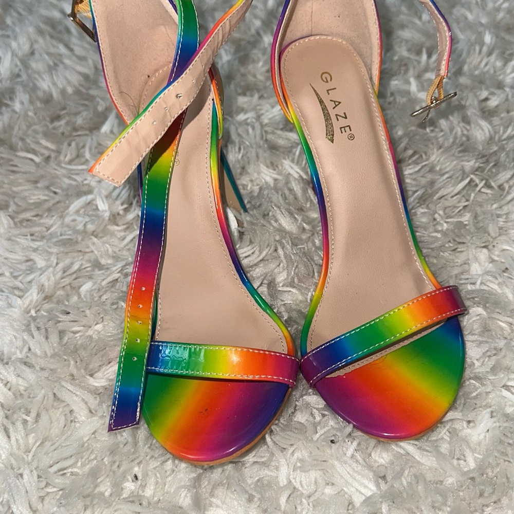 Glaze Red and Pink High Heels with Glossy Finish